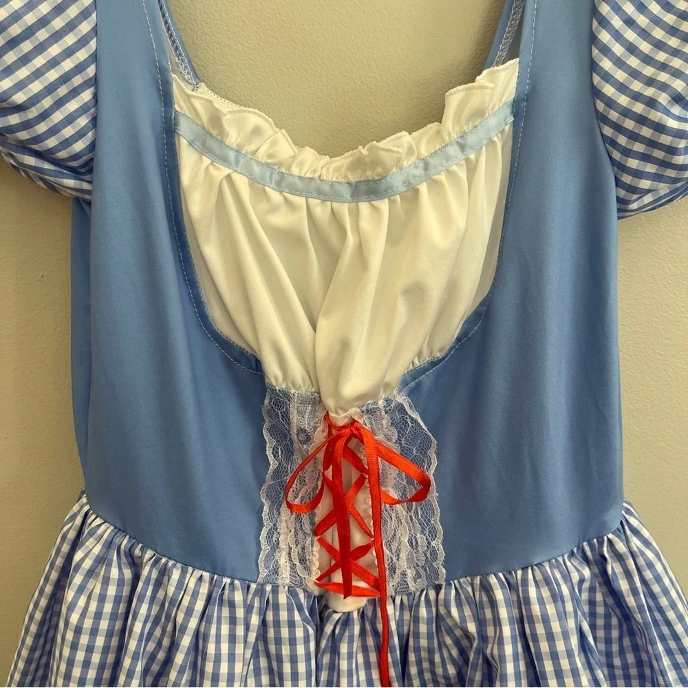 Wizard of Oz Dorothy costume dress blue white gingham lace accents Women’s Small